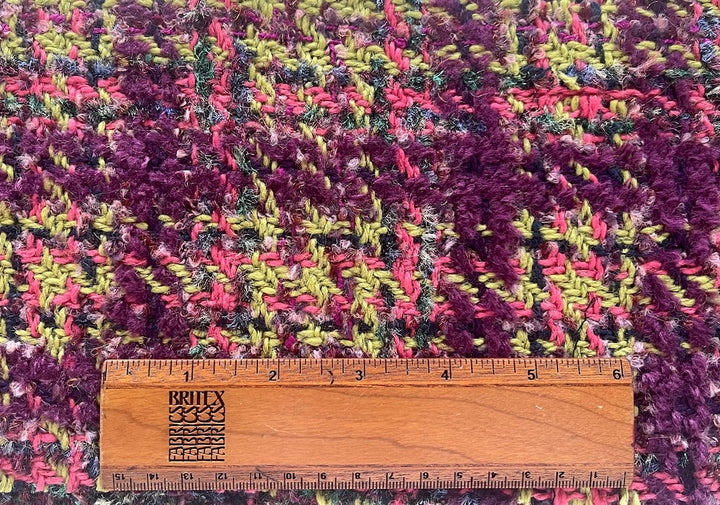 Alla Moda Boysenberry, Coral & Absinthe Plaid Wool Blend Bouclé (Made in Italy)