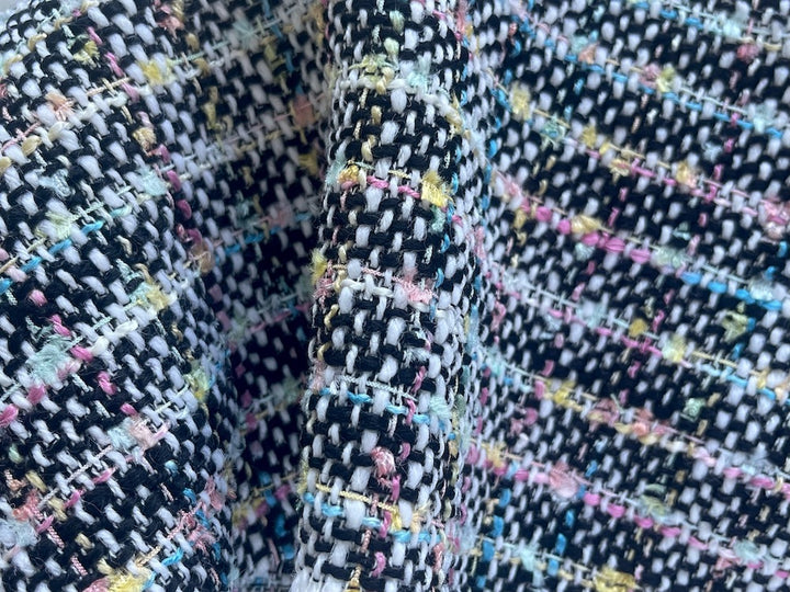 Gucci Striped Pastel Party Mint & Black-White Wool Blend Bouclé (Made in Italy)