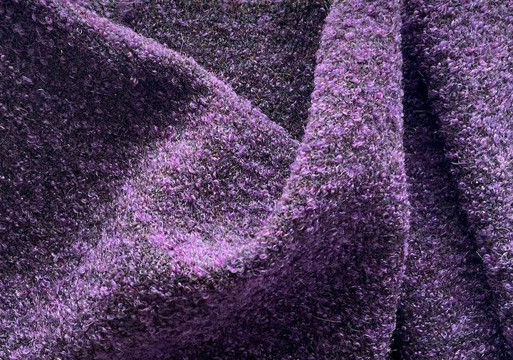 Plush Ripe Italian Plum & Onyx Mohair Blend Bouclé (Made in Italy)