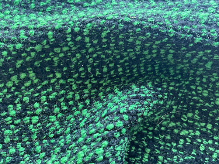 Plush Brilliant Shamrock & Onyx Wool Tweed Bouclé (Made in Italy)