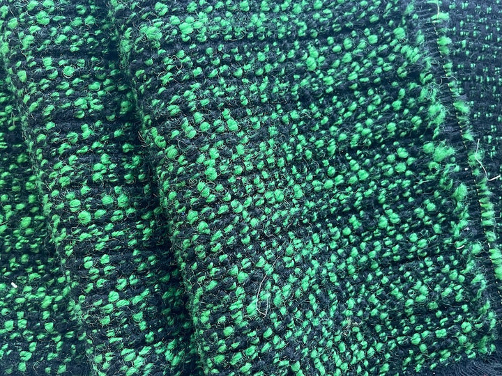 Plush Brilliant Shamrock & Onyx Wool Tweed Bouclé (Made in Italy)