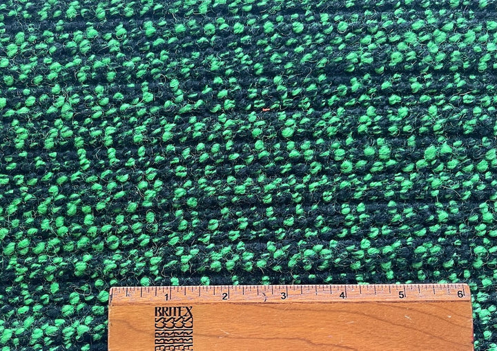 Plush Brilliant Shamrock & Onyx Wool Tweed Bouclé (Made in Italy)