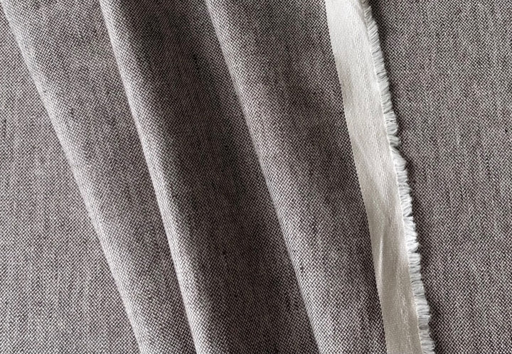 High-End Tweed Earthy Redwood & Snow White Linen (Made in Italy)