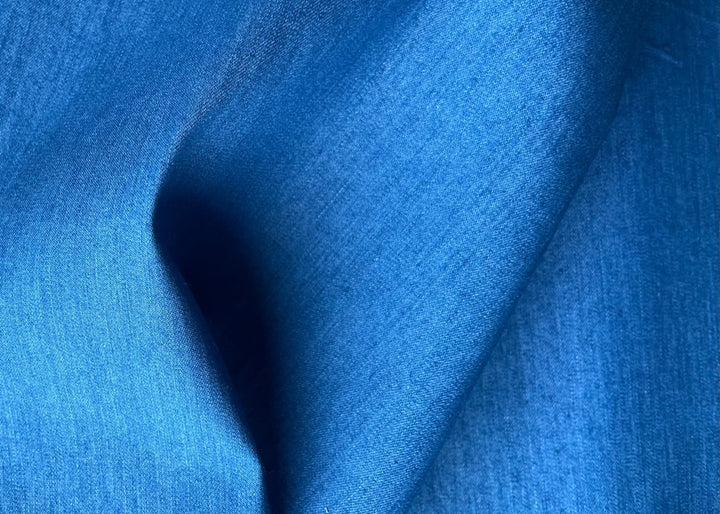 Mid-Weight Electric Cornflower Blue Stretch Cotton Denim (Made in Italy)