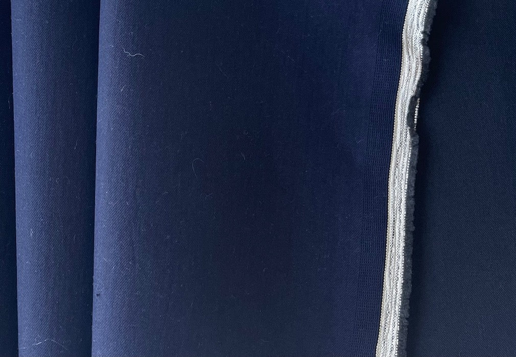 Mid-Weight Indigo Blue Stretch Cotton Denim Twill (Made in Italy)