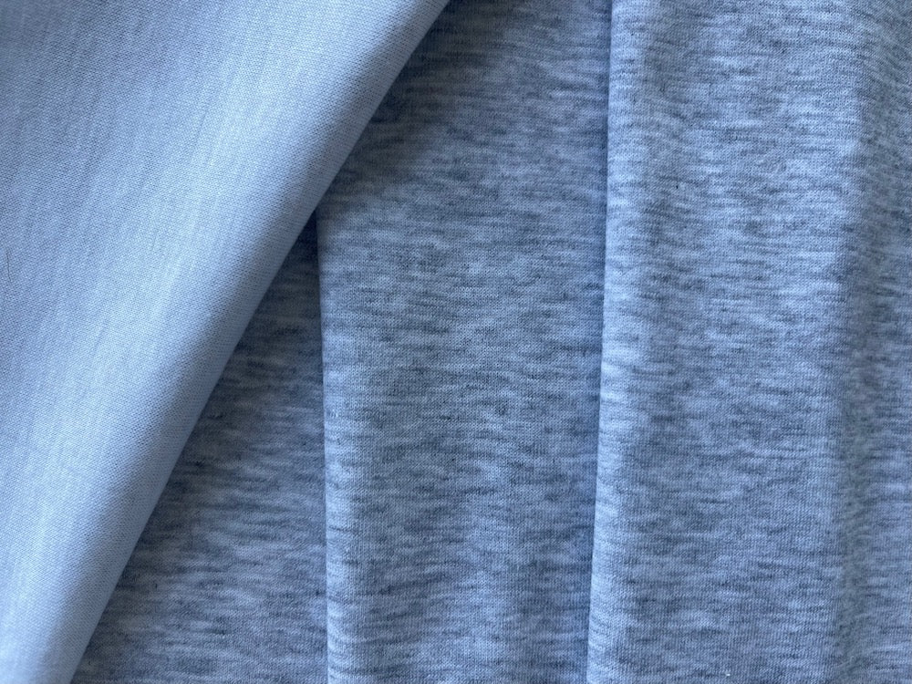 Heathered Dove Grey Double-Faced Cotton Knit (Made in Italy)