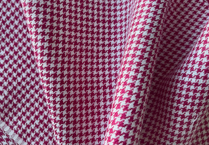 Raspberry Punch & White Hounds-Tooth Linen (Made in Poland)