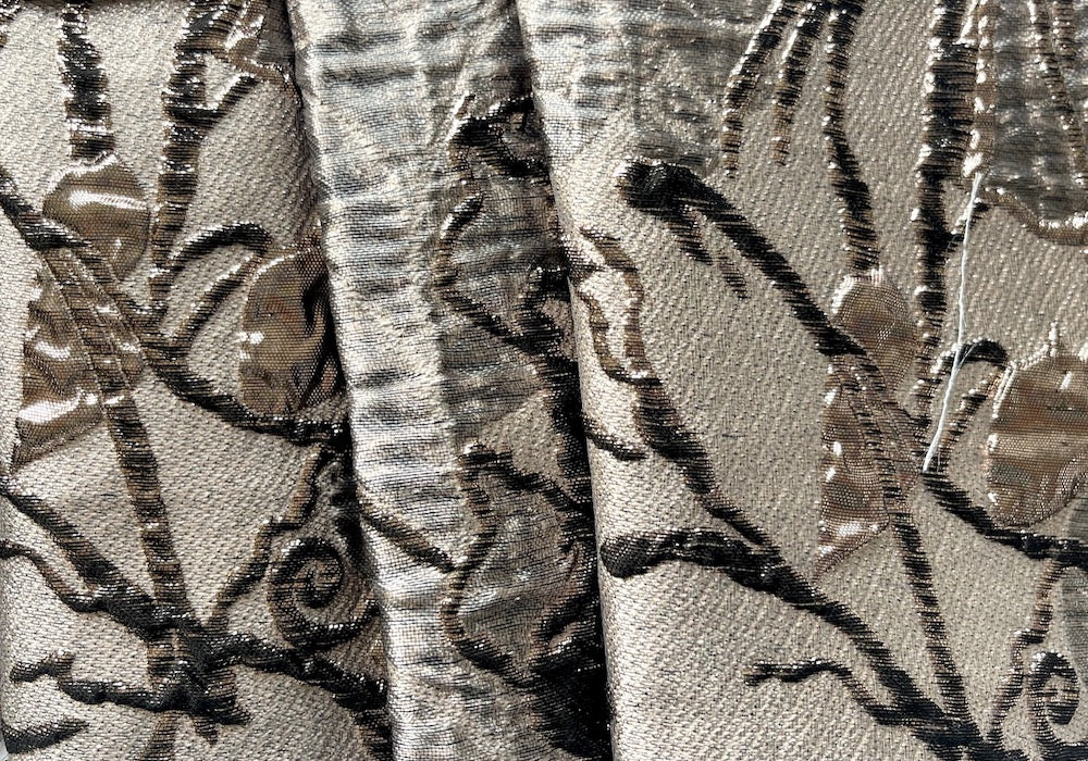 brocade Fabric, Embossed Mixed Silver & Gold Metallic Embossed