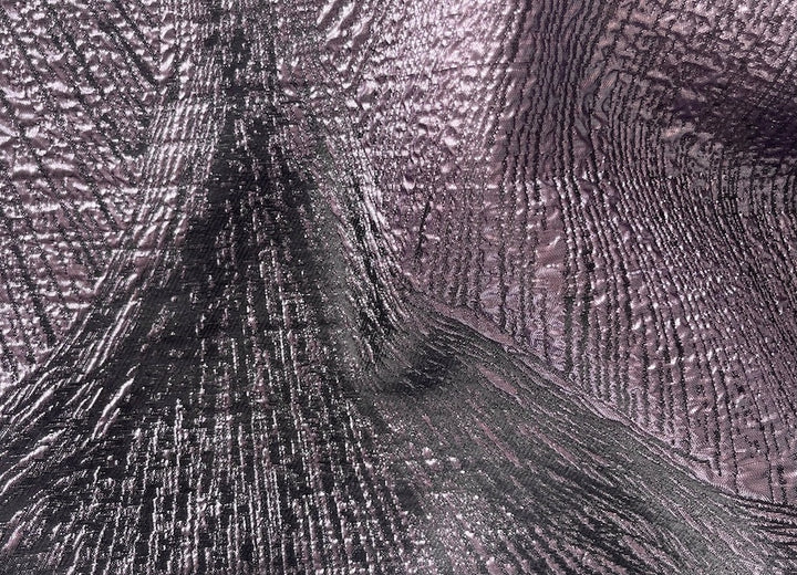 Dramatic Art Deco-Inspired Metallic Lilac Folds Cloqué Polyester Blend Brocade (Made in Italy)