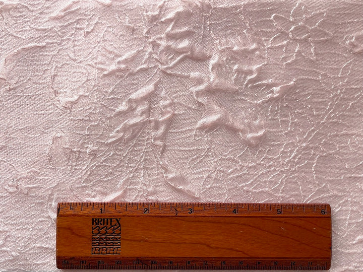 Embossed Romantic Metallic Blushing Pink Floral Cloqué Polyester Brocade (Made in Italy)