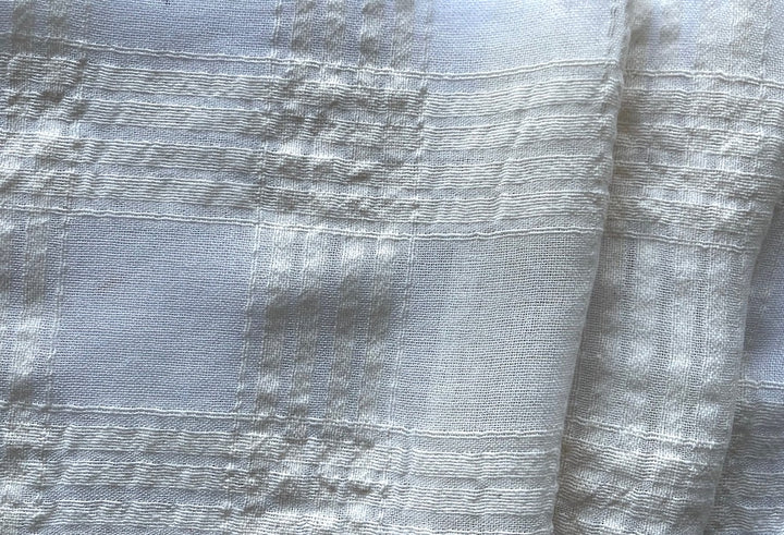 Semi-Sheer Ivory Chiffon Woven Plaid Cotton Gauze (Made in Italy)