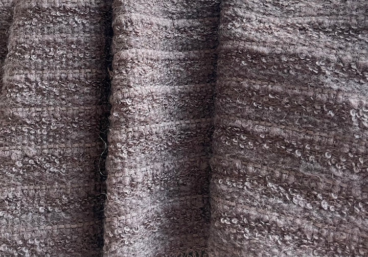 Plush Cocoa Mahogany Silk & Mohair Bouclé Coating (Made in Italy)