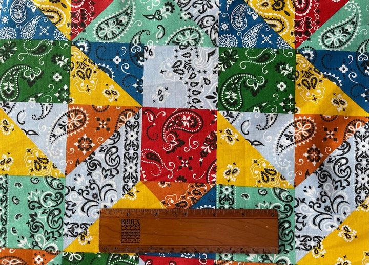 Picnic-Ready Mock Bandana Patchwork Quilting  Cotton (Made in Italy)