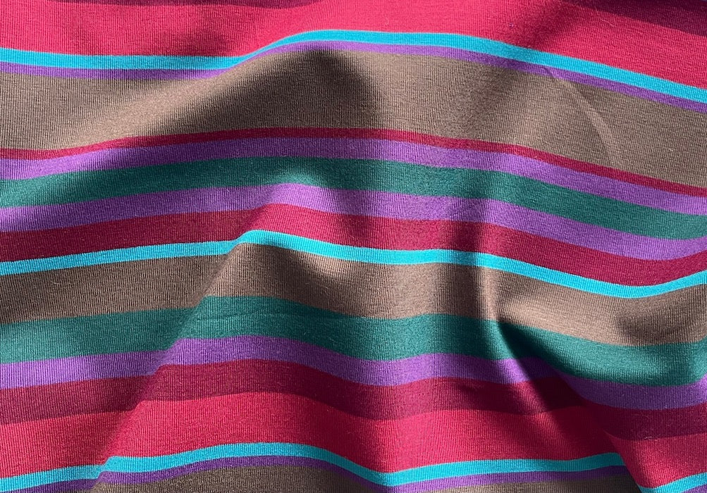 Mojave Desert Dusk Striped Cotton T-Shirt Knit (Made in Italy)