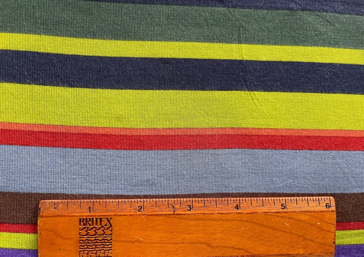 Festive Beachy Vibrant Stripes Cotton T-Shirt Knit (Made in Italy)