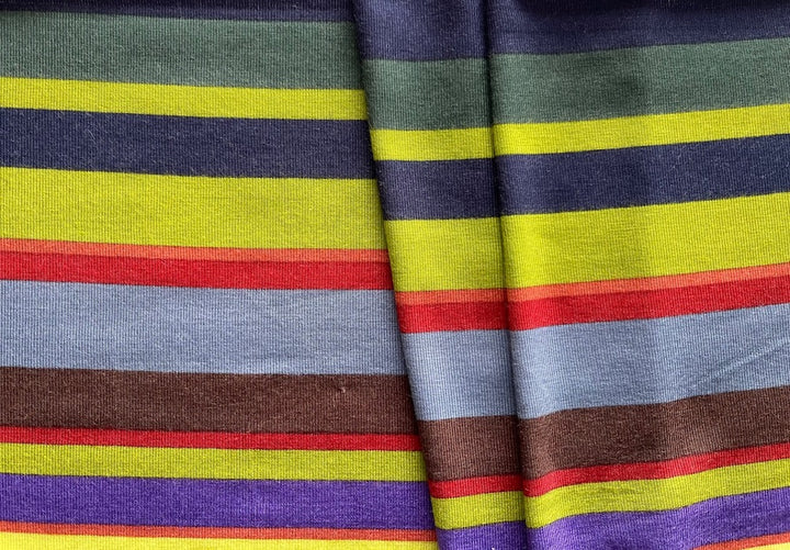 Festive Beachy Vibrant Stripes Cotton T-Shirt Knit (Made in Italy)