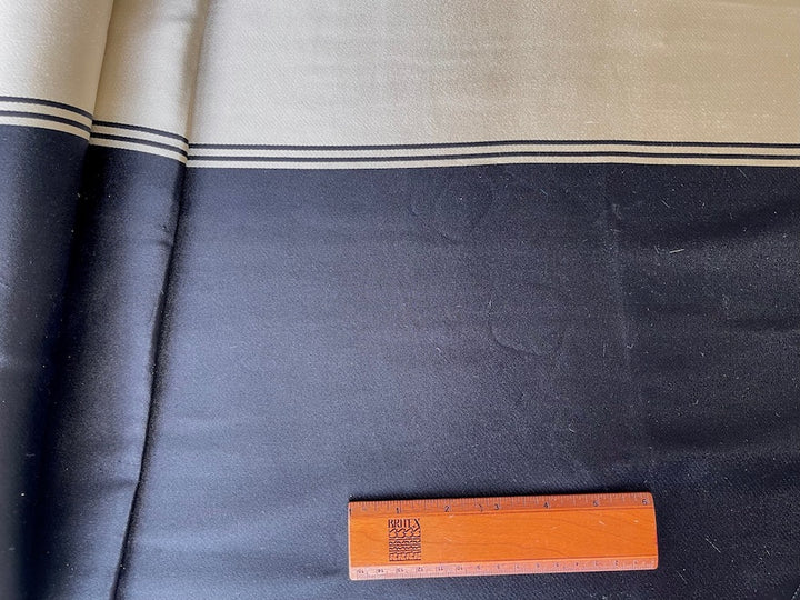 Ralph Lauren Elegant Creamy Parchment & Obsidian Heavy Double-Faced Silk Duchess Satin (Made in Italy)