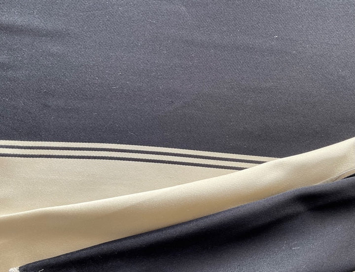 Ralph Lauren Elegant Creamy Parchment & Obsidian Heavy Double-Faced Silk Duchess Satin (Made in Italy)