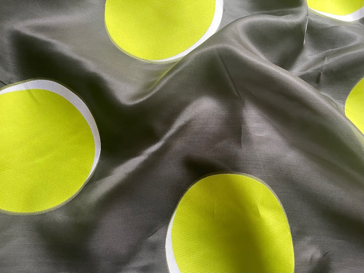 Couture Sheer Shadowbox Lime & White 8" Circles Silk Organza  (Made in Italy)