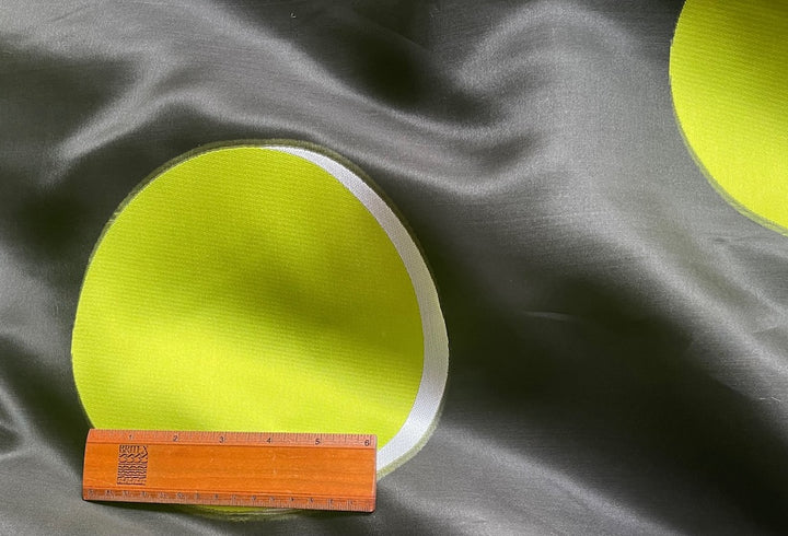 Couture Sheer Shadowbox Lime & White 8" Circles Silk Organza  (Made in Italy)