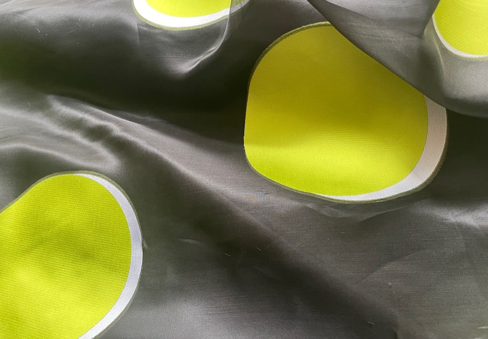 Couture Sheer Shadowbox Lime & White 8" Circles Silk Organza  (Made in Italy)
