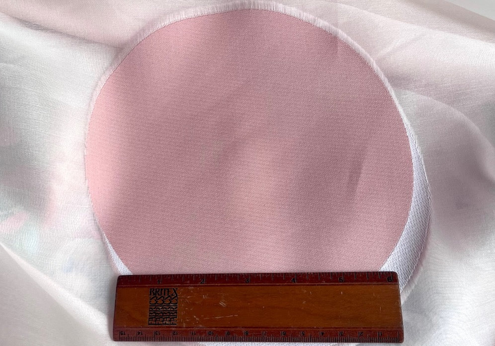 Couture Sheer Shadowbox Pink Lemonade 8" Circles on Marshmallow White Silk Organza  (Made in Italy)