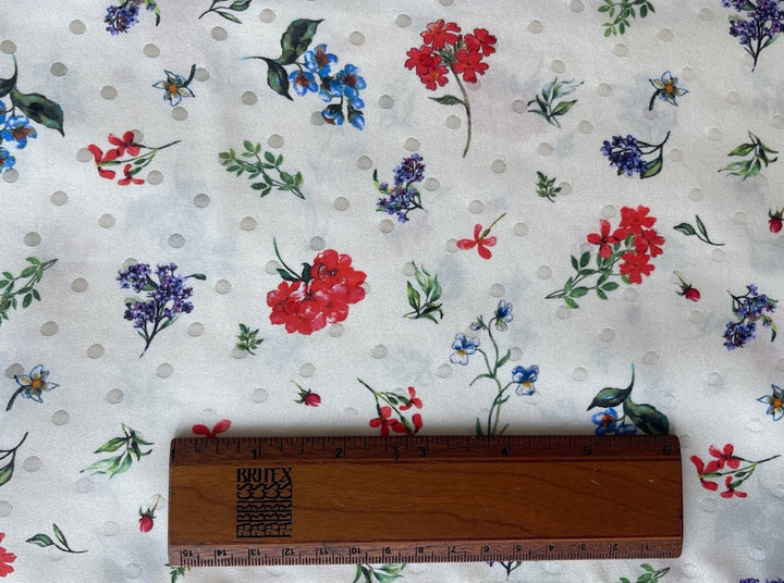 Charming Tumbling Garden Flowers 'N Buds Pale Parchment Matte Silk Satin Jacquard Charmeuse (Made in Italy)
