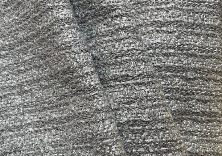 Ralph Lauren Lighter-Weight Cool Platinum, Smoke & Pearl Cotton Blend Bouclé  (Made in Italy)