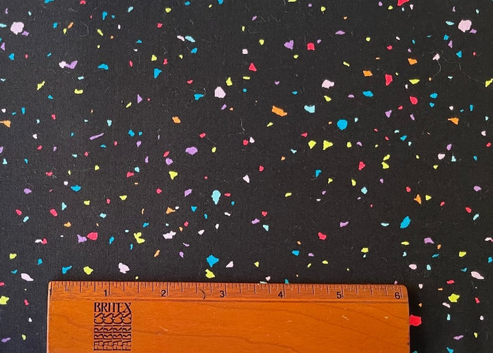 Celebrate Today! Bright Confetti on Black Quilting Cotton (Made in Japan)