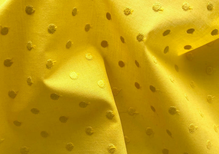 Fetching Pencil Yellow Polka Dotted Cotton Eyelet (Made in Italy)
