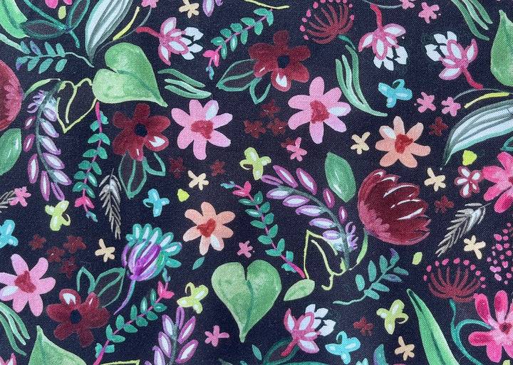 Sweet Folklore-Inspired Jade, Taffy & Wine Floral Quilting Cotton