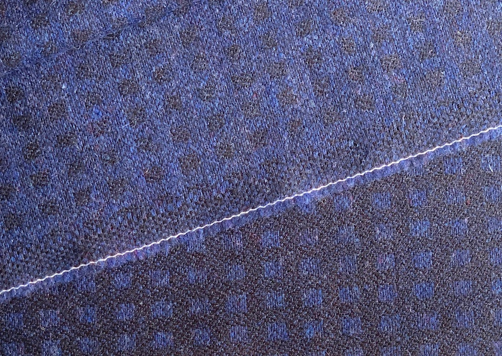 High-End Midnight Indigo Mock Check Wool  (Made in Italy)