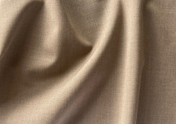 Lighter-Weight Heathered Mushroom Stretch Rayon Blend Gabardine