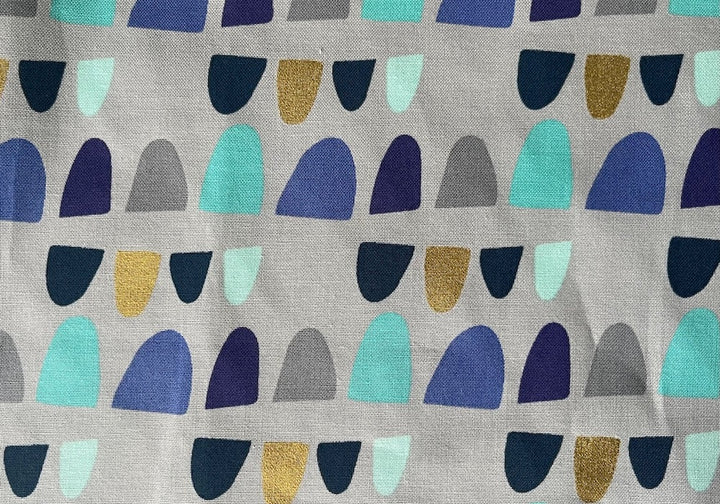 Blue & Gold Hills on Harbor Grey Quilting Cotton (Made in Japan)