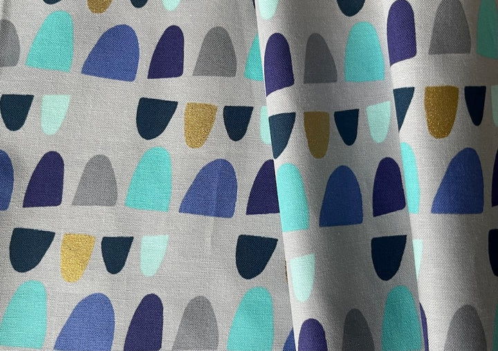 Blue & Gold Hills on Harbor Grey Quilting Cotton (Made in Japan)