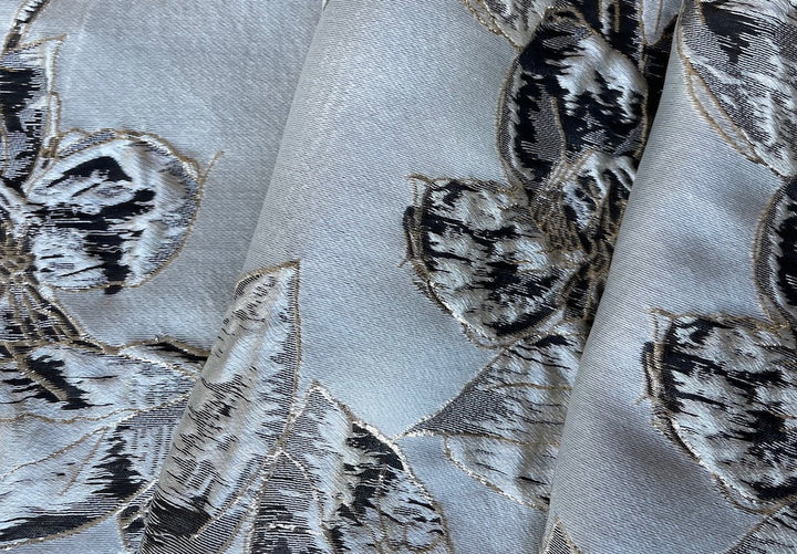 Elegant Floral Platinum Polyester Brocade