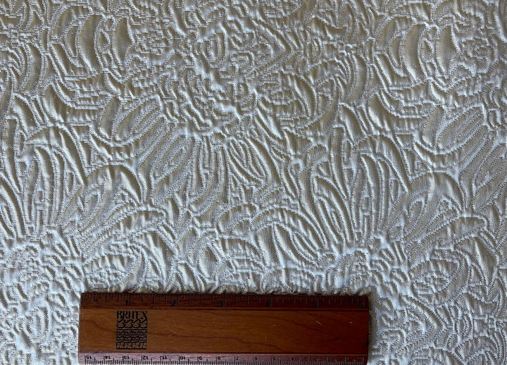 Mid-Weight Swirling Pale Gold & Ivory Floral Polyester Brocade