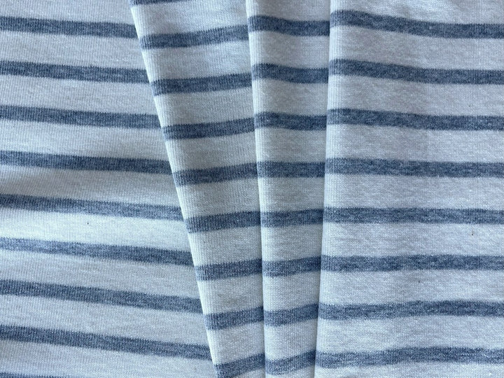 Striped Dove Grey & Ivory Ribbed Cotton Knit (Made in Japan)