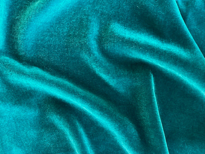 Lustrous Iridescent Turquoise Moonstone Silk & Rayon Blend Velvet