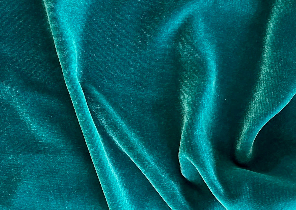 Lustrous Iridescent Turquoise Moonstone Silk & Rayon Blend Velvet