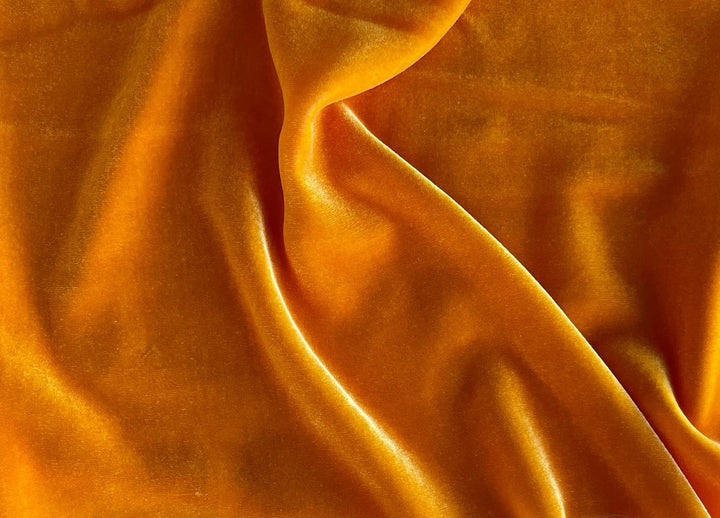 Lustrous Iridescent Oranged Saffron Silk & Rayon Blend Velvet