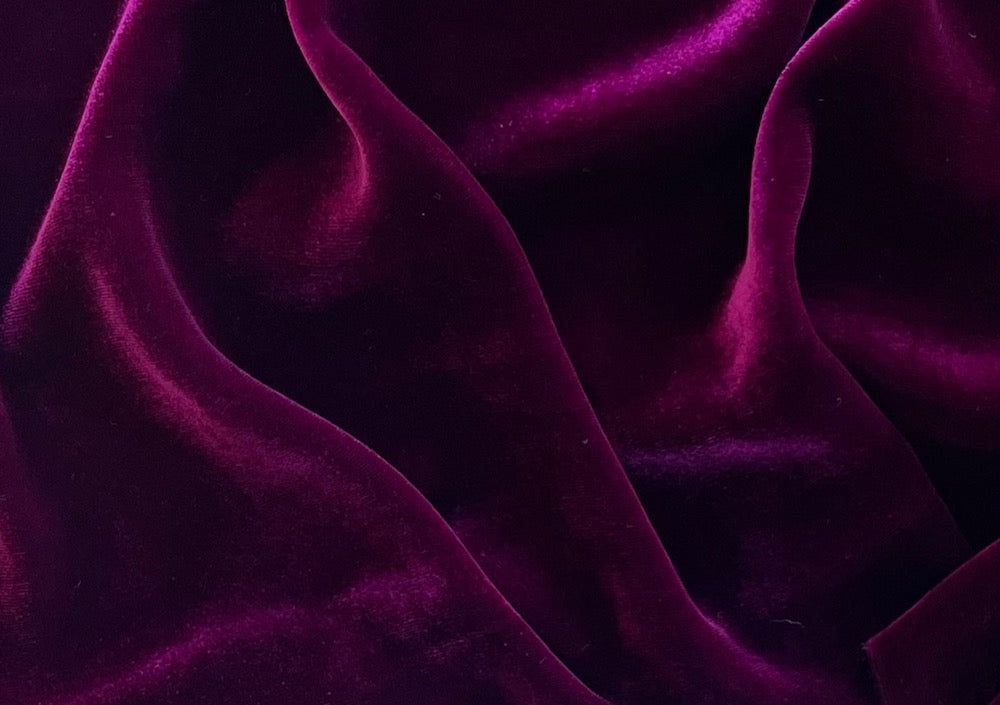 Lustrous Iridescent Magenta Silk & Rayon Blend Velvet
