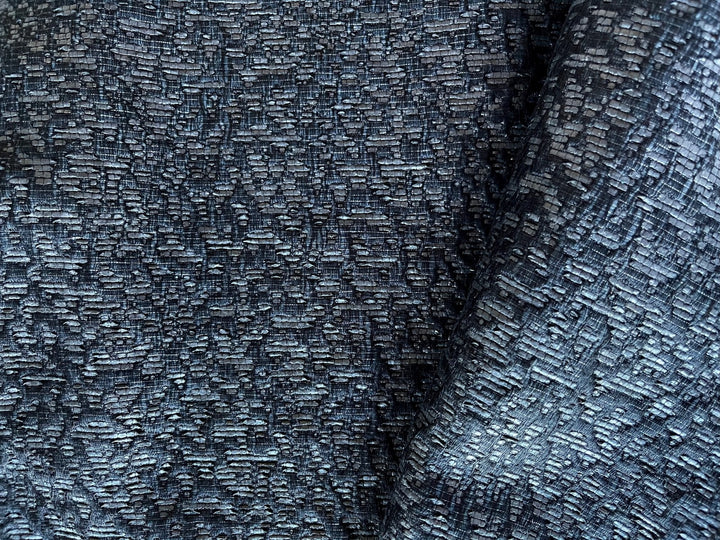 Light-Weight Pewter & Black Silk Blend Raffia Bouclé (Made in Italy)