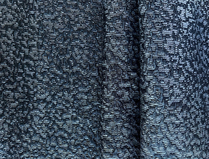 Light-Weight Pewter & Black Silk Blend Raffia Bouclé (Made in Italy)
