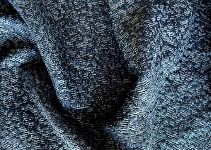 Light-Weight Pewter & Black Silk Blend Raffia Bouclé (Made in Italy)