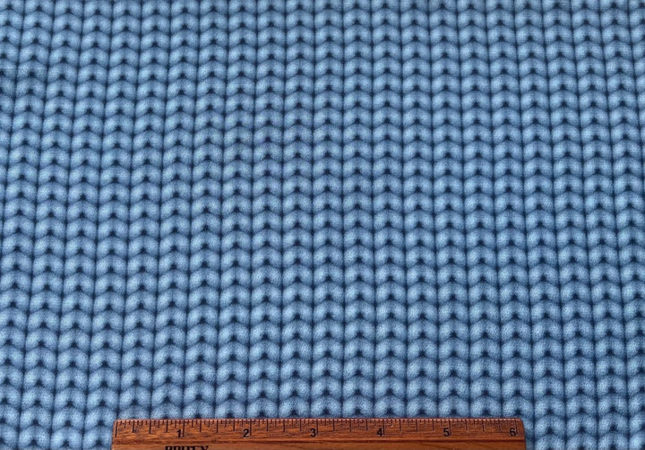 Couture Chevron Fog Cornflower Blue Silk Crepe De Chine (Made in Italy)