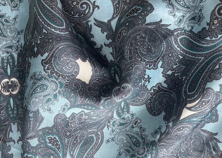 Couture Feather-Weight Intricate Paisley Silk Habutai  (Made in Italy)