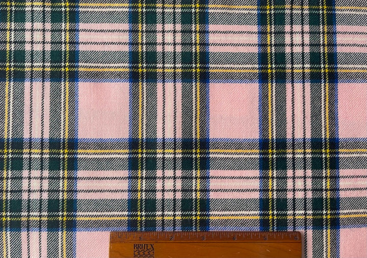 Springtime Pink & Black Virgin Wool Twill Plaid (Made in Italy)