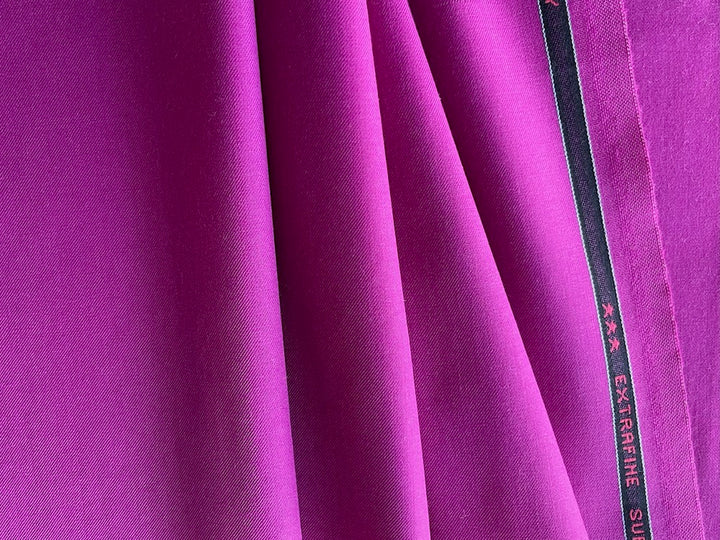 Bright Fuchsia Selvedged 150s Wool Suiting  (Made in Italy)