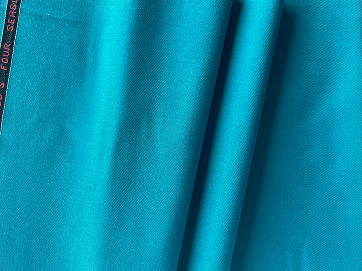 Saturated Peacock Blue Selvedged 150s Wool Suiting  (Made in Italy)